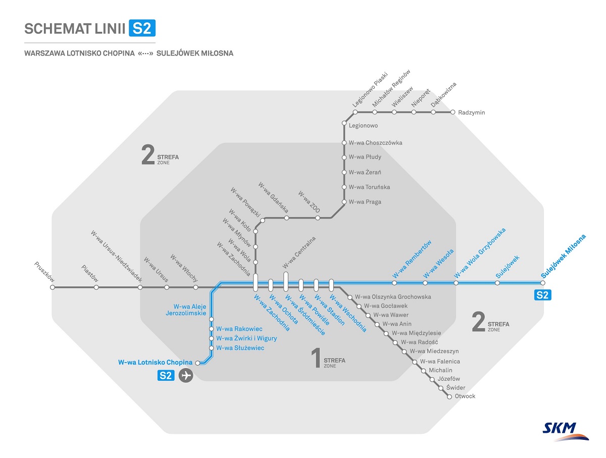 SKM Línea S2 aeropuerto Varsovia