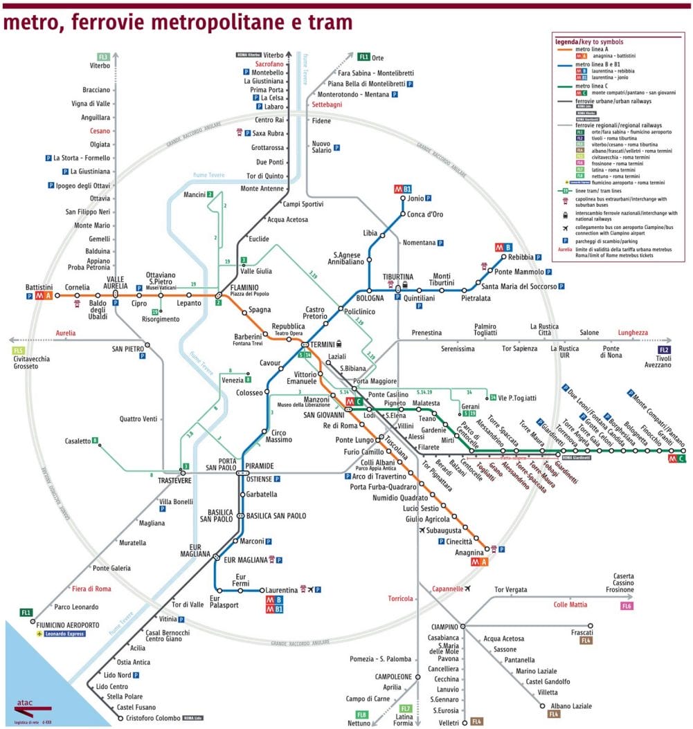 mapa transporte urbano Roma