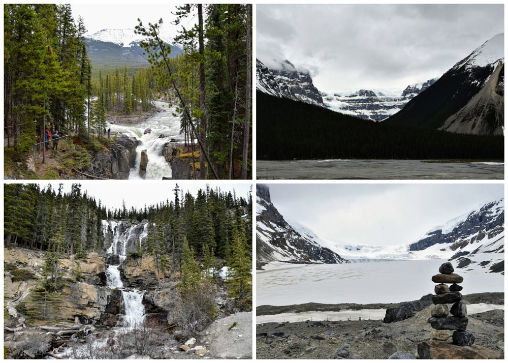 ruta en coche por la icefields parkway en las montañas rocosas de canada