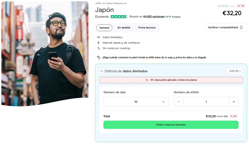 mejor esim Japón con datos ilimitados