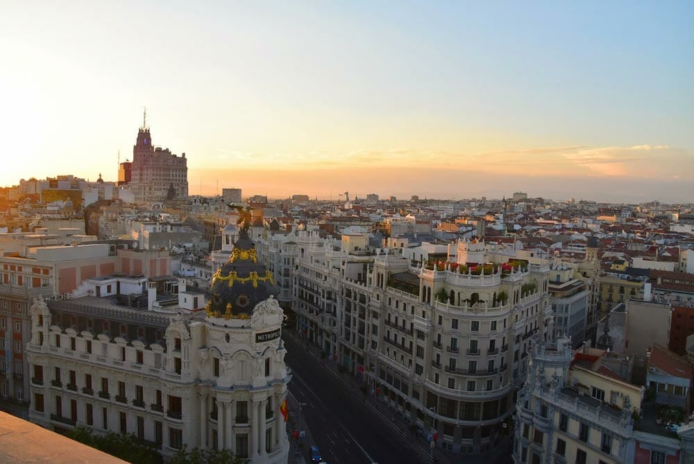 Vistas desde la terraza del Círculo de Bellas Artes en Madrid