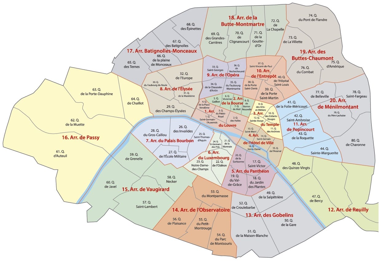 mapa distritos París