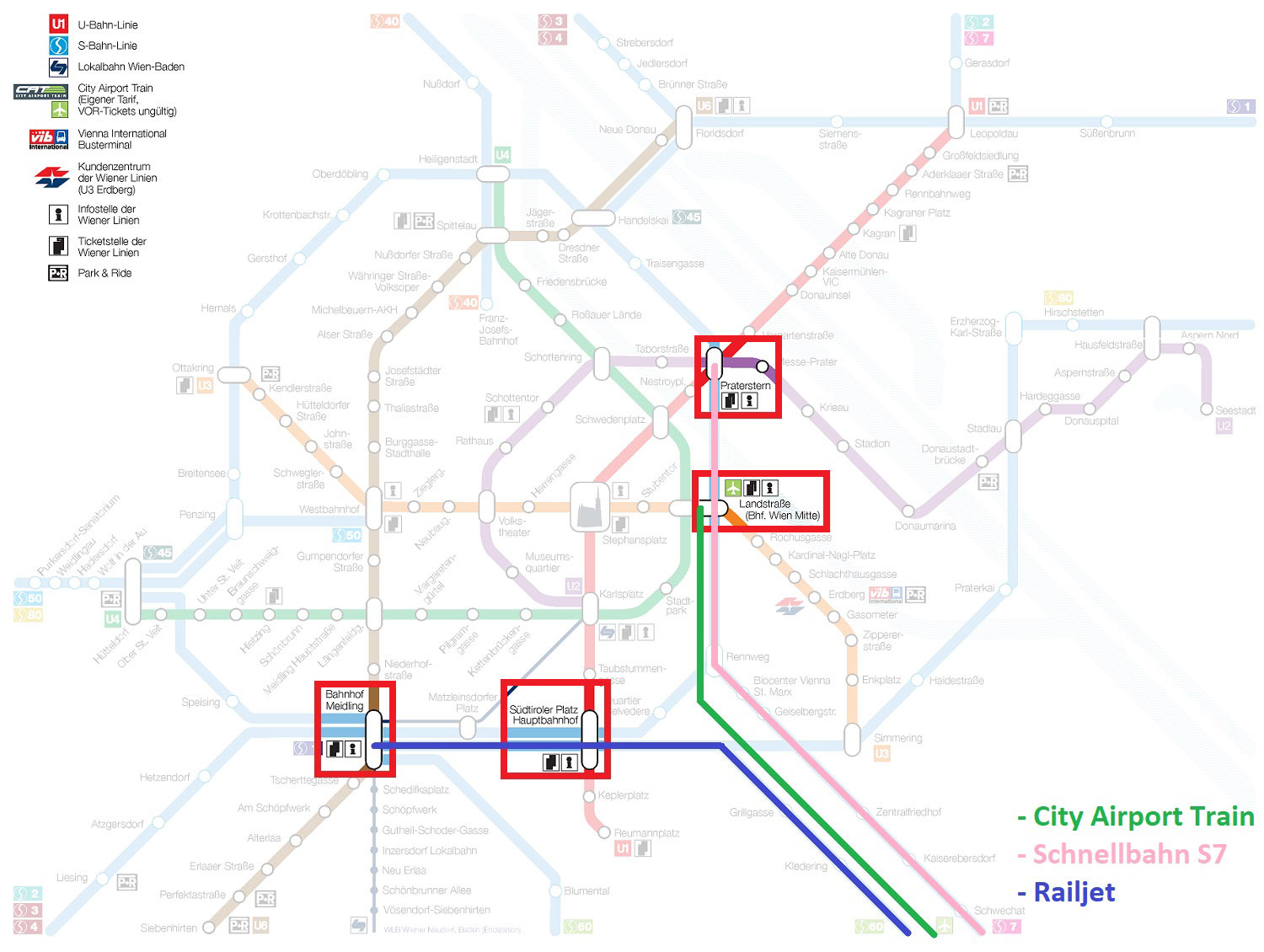 mapa transporte aeropuerto Viena