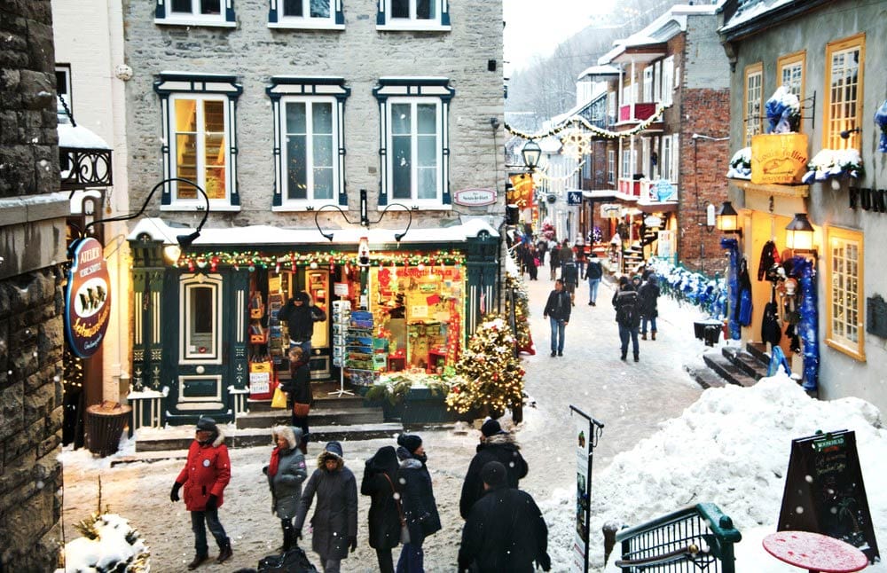 centro histórico de Quebec City en Navidad