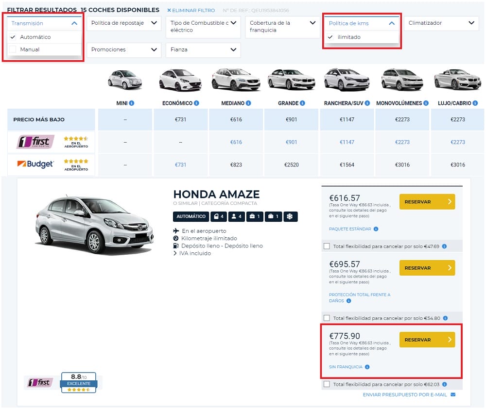 comparador coches de alquiler en Sudáfrica