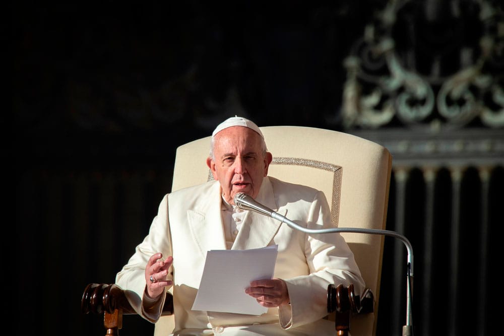 papa francesco durante la audiencia papal en el vaticano