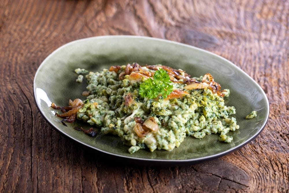 Spätzle plato típico que comer en Dolomitas