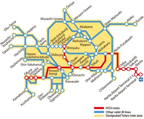 ruta tren Narita Express