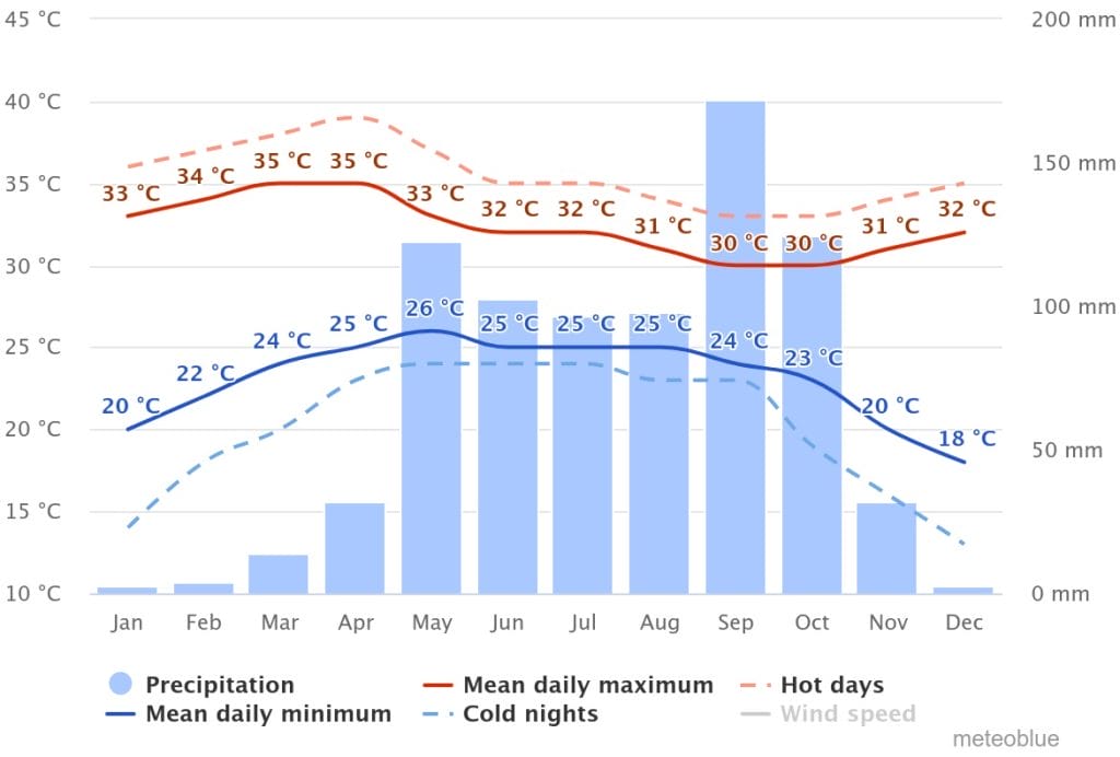 gráfico clima anual Bangkok