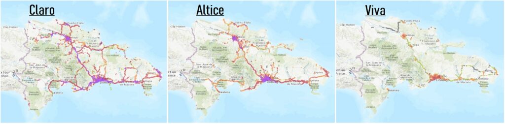 mapas coberturas compañías telefonía móvil en República Dominicana