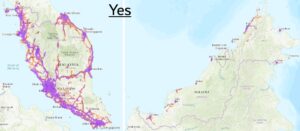 mapa cobertura Yes en Malasia
