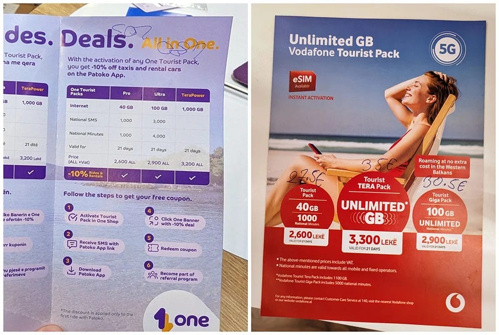 tarifas internet en Albania One Vodafine