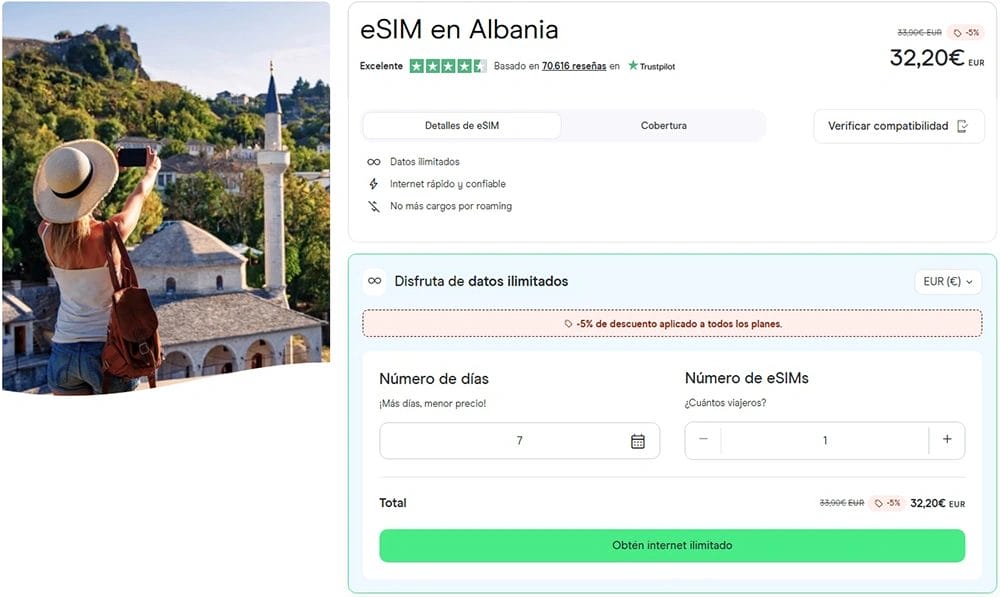 mejor eSIM Albania