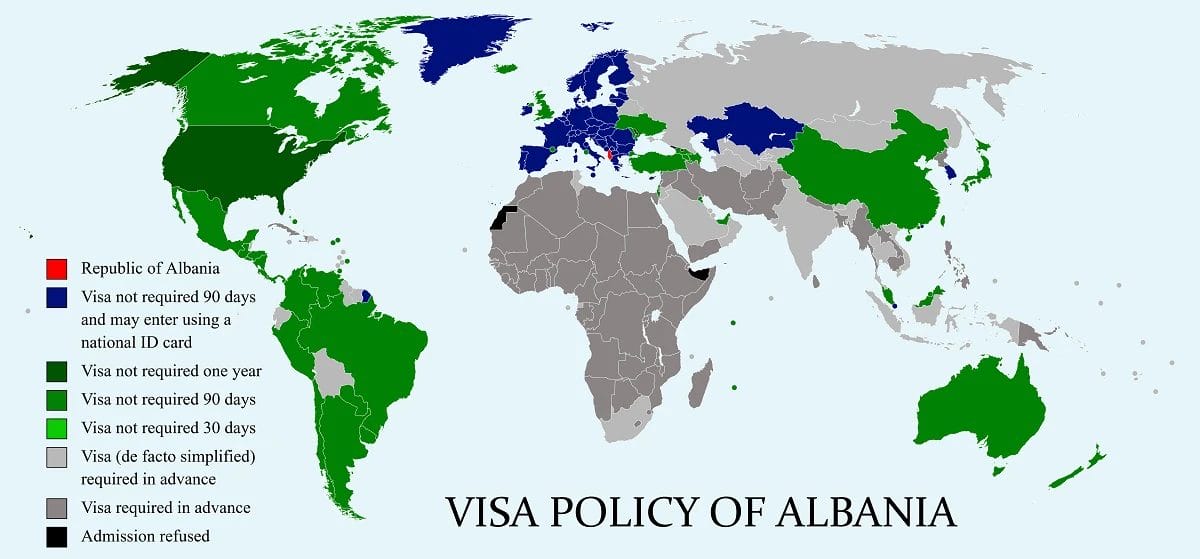 política de visados de Albania